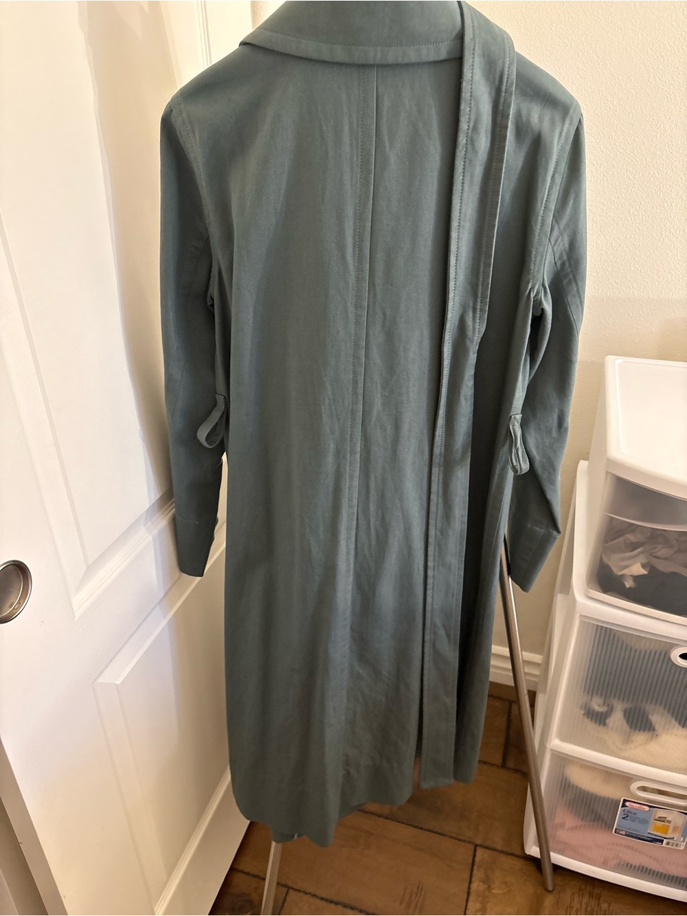 Everlane Dusty Green Double-Breasted Trench Coat with Belt - Picture 7 of 12